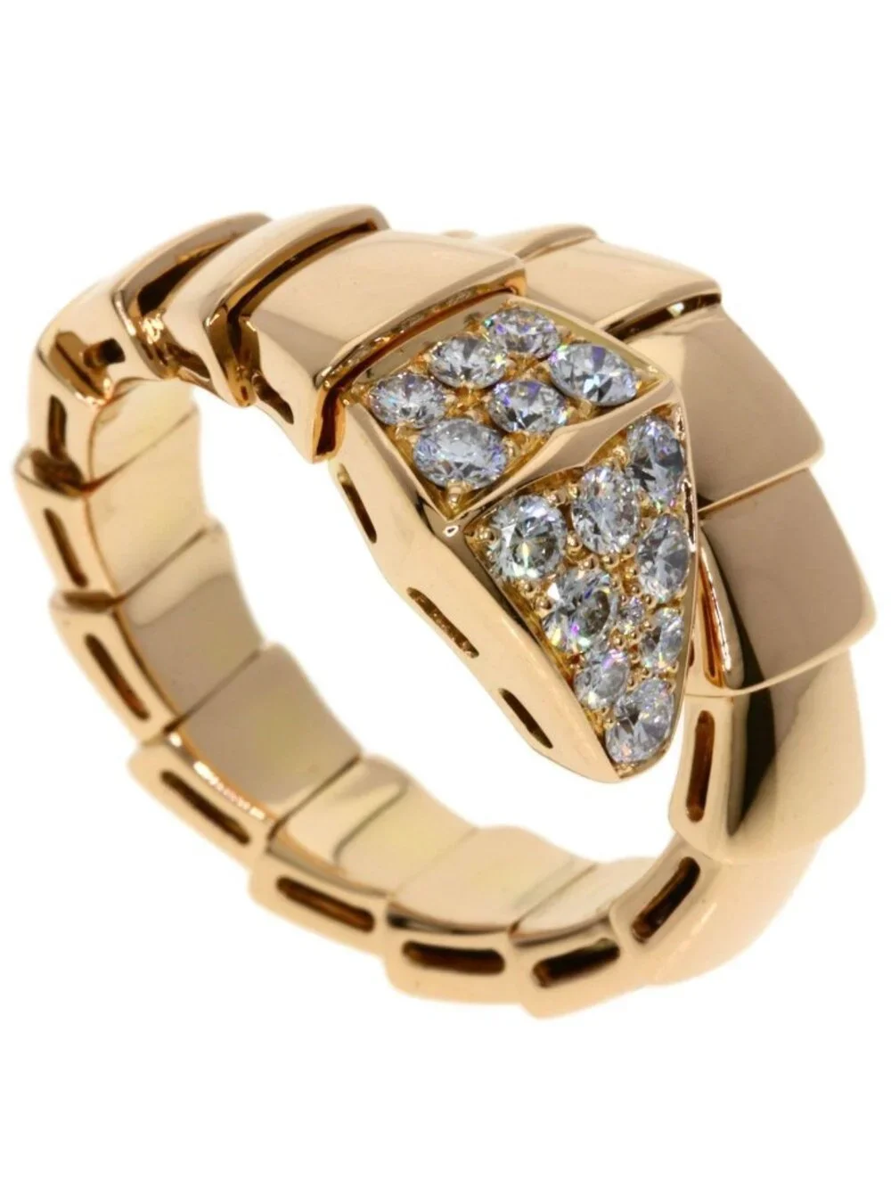 Bvlgari Serpenti Viper Diamond M Ring 18K Pink Gold